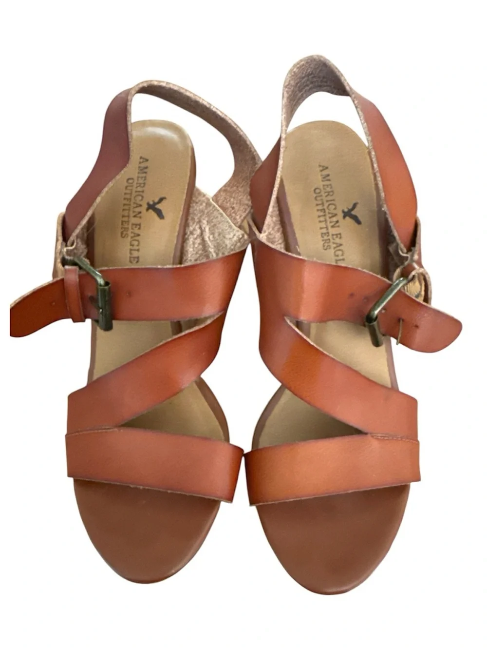 American Eagle Outfitters Cognac Cork Wedge Sandals